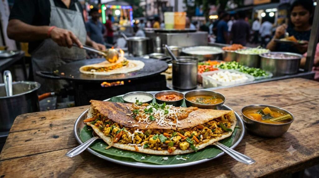 Crispy Paneer Dosa Recipe (Street Style)